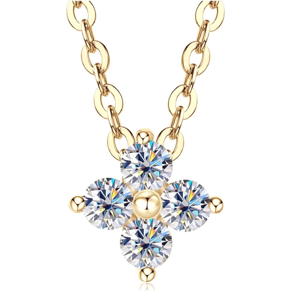 10k Solid Gold Diamond Clover Pendant